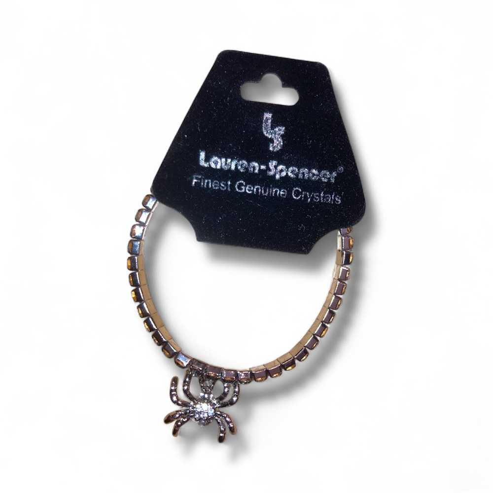 Lauren Spencer Crystal Stretch Bracelet With Spider Charm  NWT